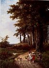 Famous Picking Paintings - Children Picking Flowers In A Park